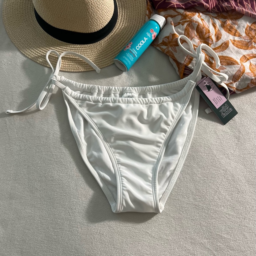 Wild Fable Side-Tie Adjustable Coverage Bikini Bottom - White - Size M